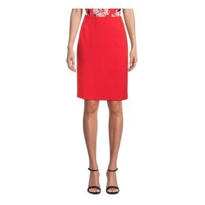 KASPER Womens Red Short Wear To Work Pencil Skirt 16